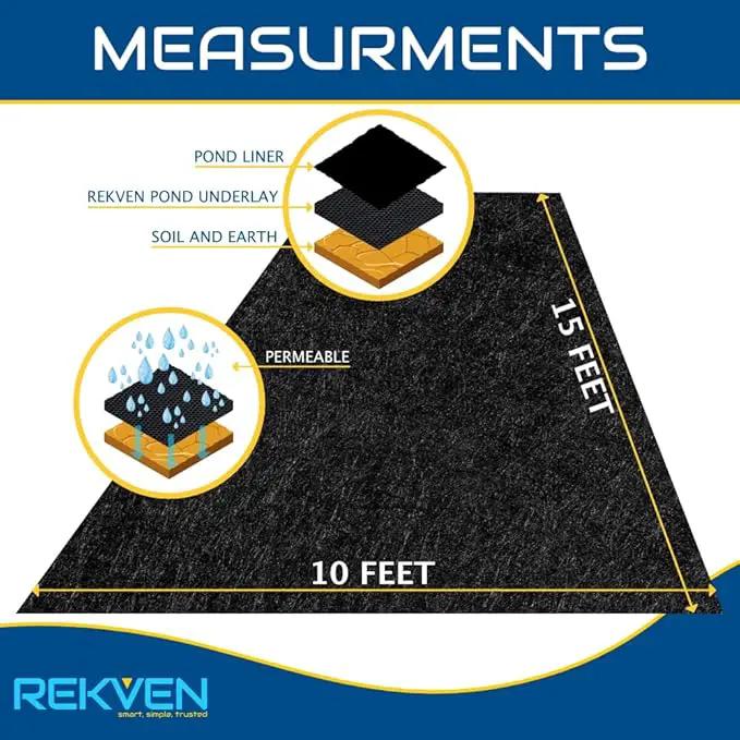 10 x 15 Feet Pond Liner Underlayment Non Woven Geotextile with 15 U-Pins, photo 6 of 7