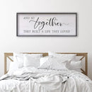 And So Together They Built A Life They Loved Sign Above Bed Wall Decor 24×10 Inch Master Bedroom Over Bed Wood Framed Wall Art (Black) by CozyNest Decor