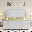 HOMBCK Queen Bed Frame Upholstered Platform Bed with Vertical Channel Tufted Headboard & Footboard, Wingback Design/Noise Free/No Box Spring Needed/Easy Assembly, Cream by CozyNest Decor