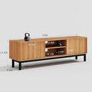 Brown Mid Century Modern TV Stand, Wood Fluted Living Room TV Stands with Storage Sliding Doors, Desert-Inspired Design MCM Entertainment Center for 55 60 65 70 75 55+ 60+ 65+ 70+ Inch by CozyNest Decor