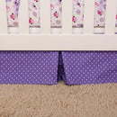 Brandream Crib Bedding Set 3 Pieces Purple Baby Girls Cotton Patchwork Flowers Elephant Owl Nursery with Ruffle Design, Princess Lovely Cute Breathable Healthy by TinyTreasures Baby Boutique