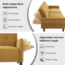 89” Futon Sofa Bed,Comfy Futon Couch Bed with 2 Square Pillows, Convertible Sleeper Sofa with Adjustable Backrest& Armrests, Modern Loveseat Sleeper for Living Room, Bedroom, Yellow by CozyNest Decor
