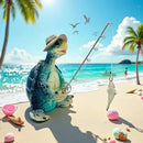 Turtle Fishing Decor, Summer Garden Statues, Nautical Coastal Beach Decorations, Home Office Decor Gifts, Bookshelf Desk Bathroom Tabletop Statue Ornament (Turtle Fishing) by CozyNest Decor