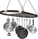 Sorbus Pot and Pan Rack for Ceiling 31" with 10 S Hooks — Decorative Oval Mounted Storage Rack — Multi-Purpose Organizer Great for Home, Restaurant, Kitchen Cookware, Utensils, Books, (Bronze) by CozyNest Decor