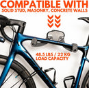 Bike Wall Mount - Horizontal Wall Hanger, Adjustable Design for Road, Mountain and Hybrid Bikes up to 48.5 lbs - Space-Saving Bike Rack for Garage or Apartment - Sturdy Indoor Bicycle Storage (2 Pack) by GreenHaven Gardens