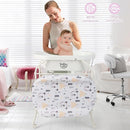 BABY JOY Baby Bathtub with Changing Table, Foldable Infant Diaper Changing Station with Storage Tray, Waterproof Pad, Portable Newborn Nursery Organizer Bath Stand with 4 Universal Wheels (White) by TinyTreasures Baby Boutique