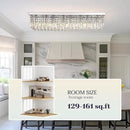 Modern Crystal Chandelier, 8-Lights Rectangle Chandelier Rectangular Flush Mount Pendant Ceiling Light Fixture K9 Crystal Raindrop Chandeliers for Dining Living Room Kitchen Island 𝐋𝟒𝟎 𝐈𝐧𝐜𝐡 by CozyNest Decor