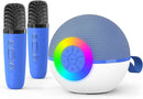 goopow Mini Karaoke Machine Speaker for Kids Adults, Portable Bluetooth Microphone Song Toys with LED Light, Best Chritmas Birthday Festival Gift for 3 4 5 6 7 8+ Year Old Girls Boys (Blue-2MIC) by TinyTreasures Baby Boutique