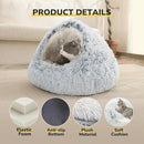 CATISM Cozy Plush Hooded Cat Bed, Indoor/Outdoor, Self-Warming Cave, Removable Washable Non-Slip Bottom by CozyNest Decor