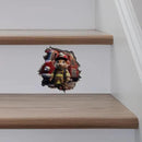 Firefighter Mouse in Mouse Hole Decal - Mouse Hole 3D Wall Sticker by CozyNest Decor