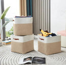 DECOMOMO Storage Cubes, 12x12 Storage Bins, Baskets for Shelves (Beige & White, Cube 12" - 4 Pack) by CozyNest Decor