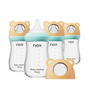 Natural Glass Baby Bottle for Breastfeeding Babies, 8oz Anti-Colic Baby Bottle with Natural Response Nipple(M), Clear, Wide Neck, 4 Pack, 3 Months+ by TinyTreasures Baby Boutique