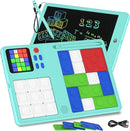 Slider Puzzle Games & LCD Writing Tablet 2 IN 1 Travel Games,530 Challenges Brain Teaser Toys for Kids,Drawing Pad Gifts for Boys Girls(Blue) by TinyTreasures Baby Boutique