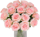 Pink Fake Roses Artificial Flowers - 10 Pcs Fake Artificial Roses Silk Flowers with Stems for Home Wedding Hotel Office Centerpiece Decor（Champagne Pink） by CozyNest Decor