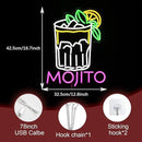 Mojito Neon Sign Mojito Cocktail Neon Light for Wall Decor Dimmable LED USB Powered Mojito Light Up Sign for Bar Club Party Home Bar Man Cave Living Room （16.7 * 12.8In） by CozyNest Decor