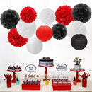 Red-Black White Party-Decorations Paper Flowers Lanterns - 15PCS Halloween Birthday Tissue Pom Poms Streamers,Wedding Baby Bridal Shower Hanging Supplies Decor Hugfond by CozyNest Decor