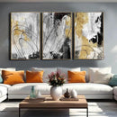 YJYart Gold Wall Art Abstract Wall Art Living Room Decor Black and White Canvas Picture Home Decor Wooden Frame Line Paintings Modern Artwork Office Decor 24"x 36"x 3 Pieces by CozyNest Decor