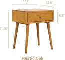 NTC Solid Oak Lux Nightstand with Drawer, Mid Century Modern Side Table Bedroom, Bedside Furniture, Night Stand, End Table, Easy Assembly - Rustic Oak by CozyNest Decor
