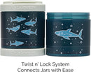 Whiskware Stackable Snack Containers for Kids, Set of 3 Stackable Snack Cups, Unicorn and Sharks Designs by TinyTreasures Baby Boutique