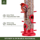 Kingsyard 2 Pack Tube Bird Feeders for Outdoors Hanging, Premium Hard Plastic Bird Feeder with 6 Feeding Ports, Weatherproof & Steel Hanger, Attracting for Wild Birds (Red) by CozyNest Decor