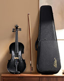 Eastar 4/4 Violin Set Full Size Fiddle Solidwood for Adults with Hard Case, Shoulder Rest, Rosin, Two Bows, Clip-on Tuner and Extra Strings, Black by TinyTreasures Baby Boutique