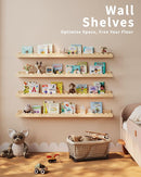 Nursery Book Shelves, 4-Pack Wood Floating Shelves for Wall Kids, Scalloped Shelves, Wall Book Shelves for Bedroom Kids, Toddler Room, Baby Room, Nursery Decor(Wood, 36 Inches) by TinyTreasures Baby Boutique