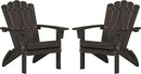 Folding HDPE Adirondack Chair Set of 2, Weather-Resistant Patio Chair with Wide Armrests & High Backrest, Fire Pit Chair for Garden, Backyard, Porch - Dark Brown by GreenHaven Gardens