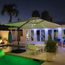 PURPLE LEAF 10 Feet Patio Umbrella Outdoor Cantilever Solar Powered LED Square Umbrella Aluminum Offset Umbrella with 360-degree Rotation for Garden Deck Pool Patio, Beige