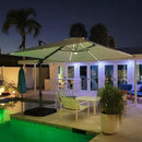 PURPLE LEAF 10 Feet Patio Umbrella with Base Outdoor Cantilever Solar Powered LED Square Umbrella Aluminum Offset Umbrella with 360-degree Rotation for Garden Deck Pool Patio, Beige by GreenHaven Gardens