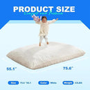 Hobestluk 3 in 1 Bean Bag Chair Giant Bean Bag Chairs for Adults with Chevron Plush Fur Cover Convertible Bean Bag Floor Cushion with Machine Washable Cover for Living Room (Chevron Plush White) by CozyNest Decor