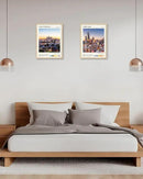 HesenDot Natural OAK Wood Los Angeles Cityscape Framed Wall Art,12x16in City Skyline Canvas Wall Print,Modern Urban Landmark Wall Decor for Living Room,Bedroom,Office Gallery Gifts Set of 1 by CozyNest Decor