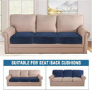 H.VERSAILTEX Velvet Stretch Couch Cushion Cover Plush Cushion Slipcover for Chair Loveseat Sofa Cushion Furniture Protector Seat Cushion Sofa Cover (3 Piece Sofa Cushion Covers, Navy) by CozyNest Decor