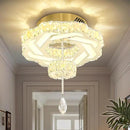 Flashing God 16 Inch Mini Chandelier Modern Crystal Chandeliers Light Semi Flush Mount Ceiling Light Fixture Small Gold Chandelier for Bedroom Hallway Kitchen Foyer by CozyNest Decor