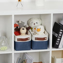 DULLEMELO Toilet Paper Baskets for Storage 15"x6"x5.5" Small Rectangular Baskets for Towels [2 Pack] Collapsible Fabric for Organizing Closet,Shelf,Toys (White&Blue) by TinyTreasures Baby Boutique