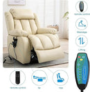 MAEVIS Power Recliner Chair, Lay Flat Sleeping Lift Chairs Recliner for Elderly with Heat and Massage,Comfy Real Breathable Leather Recliners with Dual OKIN Motor for Living Room (Beige) by CozyNest Decor