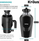 KRAUS WasteGuard 3/4 HP Ultra-Quiet Garbage Disposal with Quick Connect, Kitchen Sink Drain Cover, Power Cord and Flange Included, KWD100-75MBL by CozyNest Decor