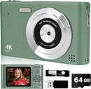 Digital Camera, 44MP Full HD 1080P Point and Shoot Camera with 64GB Card, Anti Shake 16X Zoom Compact Volg Cameras, Portable Small Camara Gift for Kids, Ages Teen Girl Boy - Green by TinyTreasures Baby Boutique