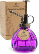 OFFIDIX Glass Watering Spray Bottle, 6.3" Tall Vintage Style Plant Mister with Bronze Plastic Top Pump One Hand Watering Can Glass Spary Bottle (Dark Purple) by GreenHaven Gardens