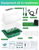 4 Packs Medium Seed Starter Tray, Adjustable Brightness and Timer, Upgraded 24 Full Spectrum LEDs, Seed Starter Kit with Drainage Holes, Tools and Labels for Indoor Plant Growing by GreenHaven Gardens