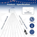 4th of July Decorations Lights, Red White Blue String Lights 320 LED 11.5 Ft Flag Stars Patriotic Light with Big Star Topper Waterproof 8 Light Modes for Indoor Outdoor Memorial Day Independence Day by GreenHaven Gardens
