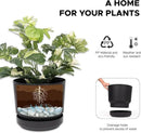 Elly Décor 12 inch Plastic Cylinder Planter Pot with Self-Watering Saucer and Drainage Hole,Lightweight & Extremely Durable, 12"x 12", Black by CozyNest Decor