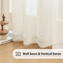 FMFUNCTEX Linen Sheer Curtains for Bedroom, Beige Curtains 96 Inches Long Semi Sheer Draperies for Living Room, Natural Cream White Light Filtering Farmhouse Curtain, Grommet Top 2 Panels by CozyNest Decor