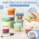 DRKIO 6 Pack Glass Baby Food Storage Containers - 4 Oz Baby Food Jars with Lids Baby Food Maker Microwave Dishwasher Freezer Safe 100% Leak Proof BPA Free Reusable by TinyTreasures Baby Boutique