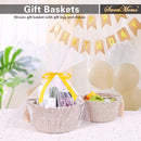 Empty Gift Basket – SweetMemo Mini Woven Rope Organizer Baskets for Gifting, Baby Shower, Desk, Makeup Brushes, Bathroom, Shelves – Small Decorative Storage Bin with Gift Bag & Ribbon – Warm Brown by TinyTreasures Baby Boutique