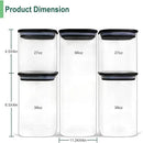 Urban Green Glass Jars with Black Bamboo Lids, food storage sets with airtight black lids, Glass Canisters Sets, Kitchen Organizing Jars (5 Sets of 27oz, 38oz, 66oz) by CozyNest Decor