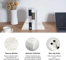 Marble Book Ends White, Heavy Duty Book Ends for Shelves, Decorative Natural Book Stopper，Unique Decorative Bookend for Home Shelves Calacatta Natural Marble Bookend, Set of 2 by CozyNest Decor