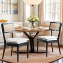 Rattan Dining Chairs Set Of 2 , Mid Century Modern Black Wooden Cane Back Chairs with Removable Sherpa Cushion , Retro Farmhouse Upholstered Kitchen & Dining Room Chairs for Restaurant Living Room by CozyNest Decor