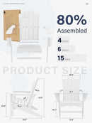 KINGYES HDPE Adirondack Chair, Classic All-Weather Outdoor Patio Adirondack Chair, White by GreenHaven Gardens