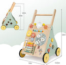 Wooden Baby Walker, Multiple Learning Activities Center Develops Motor Skills for Infant to Toddler, Push and Pull Walkers with Wheel for Boys Girls by TinyTreasures Baby Boutique