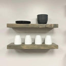 URBANDI, Rustic Floating Shelves, Set of 2, Hidden Bracket, Solid Wood, Heavy Duty, Wall Mounted Shelves, (Grey, 36Wx8D) by CozyNest Decor